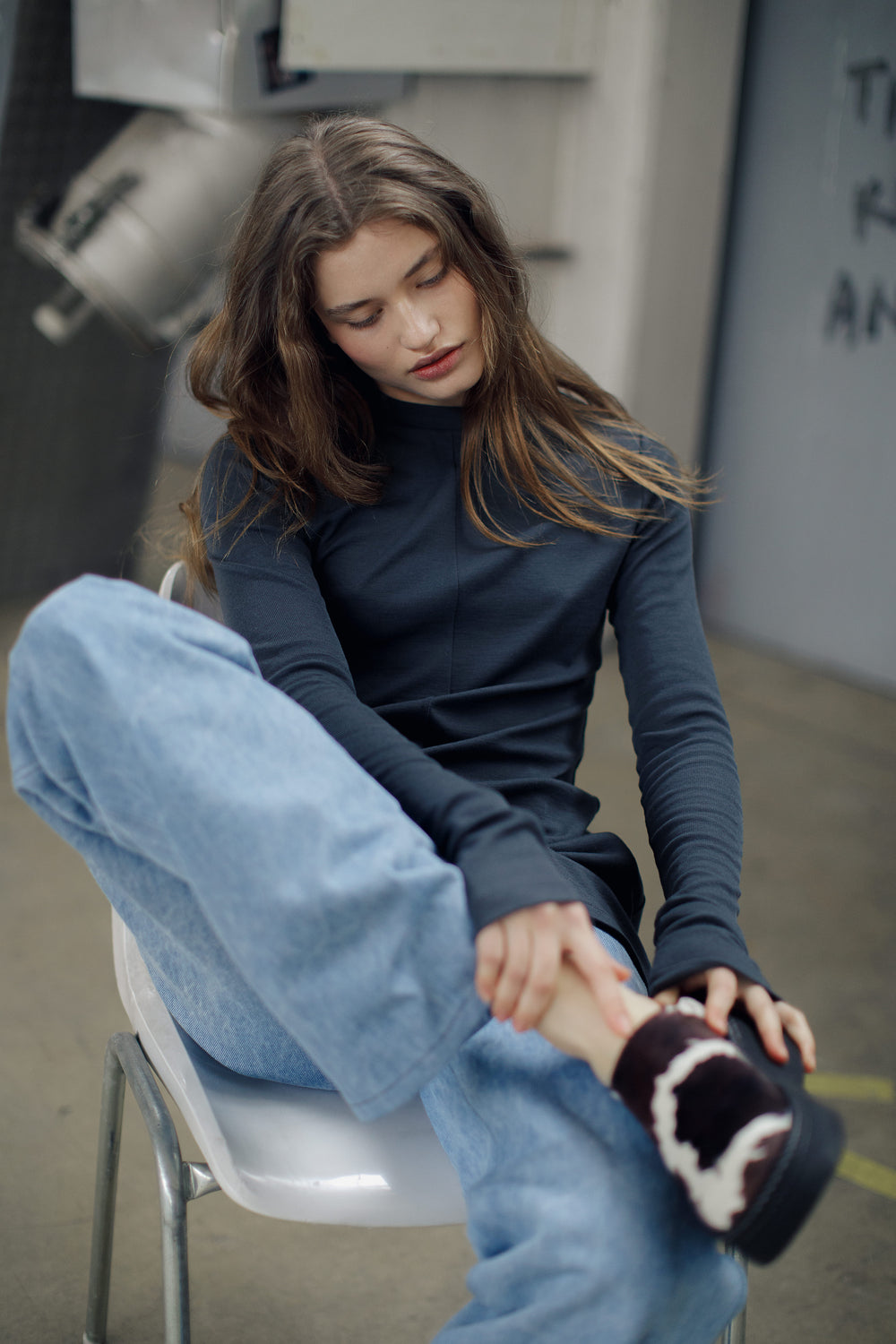 Loose-Fit-Jeans in blau
