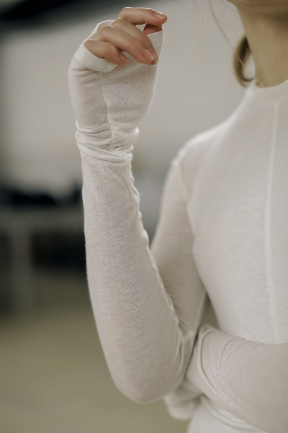 Longsleeve aus Kaschmir mit Drapierung