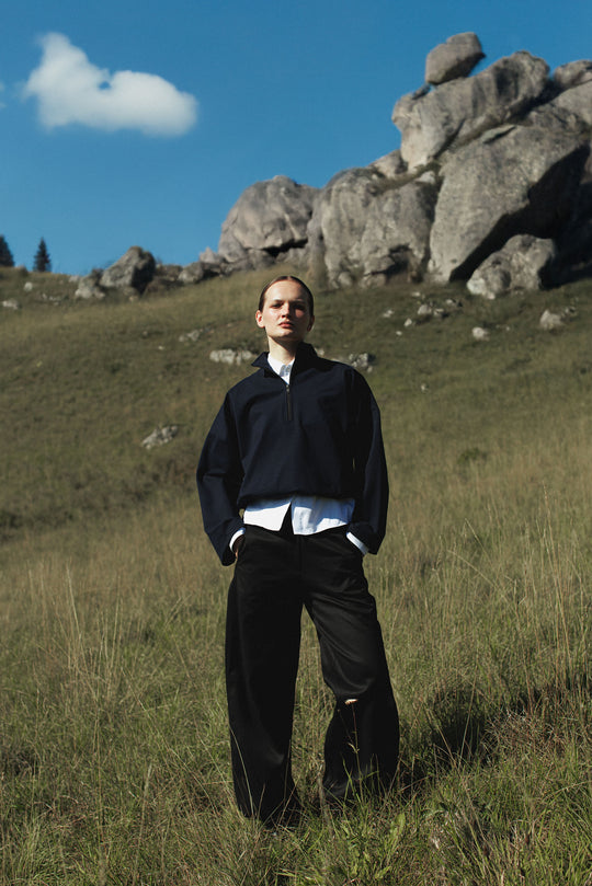 Sweatshirt mit Kragen und Reißverschluss