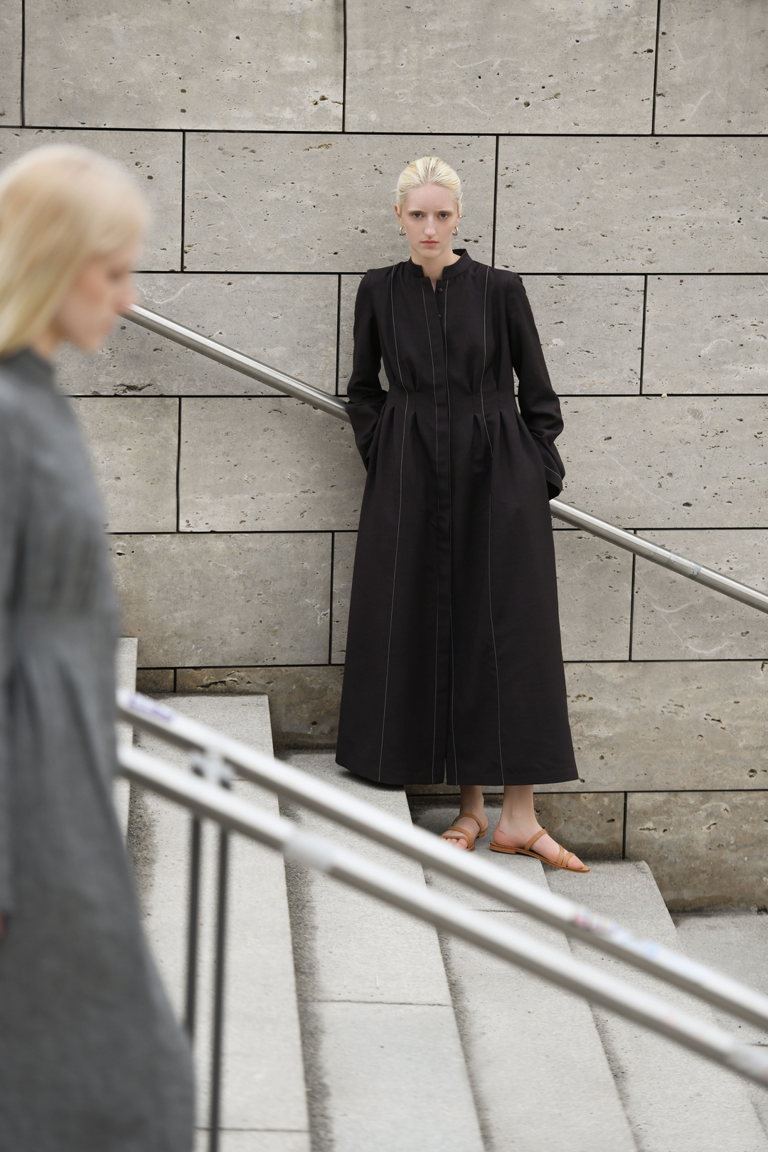 Puritan Dress aus Wolle in Braun